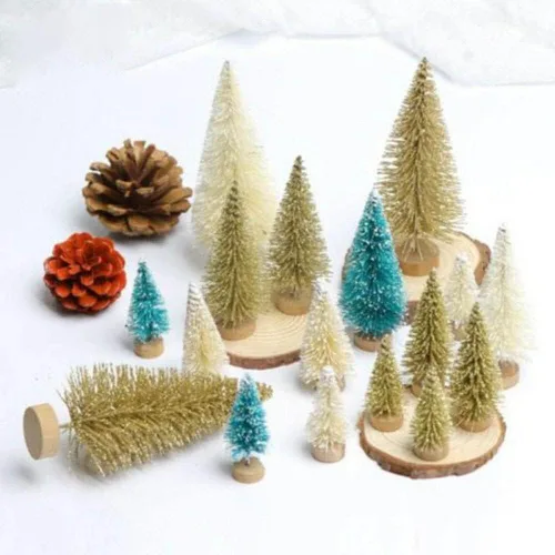 Vista 3 de Mini árbol de pino, 8 piezas de mini árboles de Navidad, árboles de nieve artificial, árboles de sisal, pino nevado, adorno de fiesta de Navidad