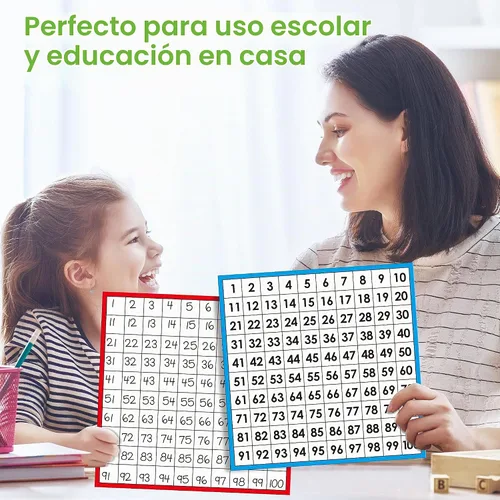 Vista 5 de Tableros de matemáticas, laminado de doble cara número 1-100, fácil de escribir, tabla de conteo de números consecutivos para el aula de niños