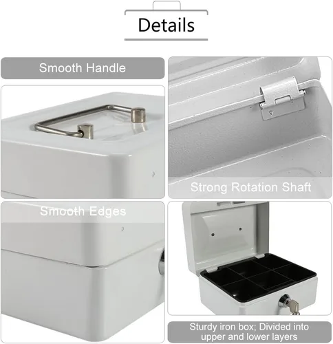 Vista 4 de Shanrya Caja de seguridad segura, mini caja de seguridad portátil con cerradura para el hogar, oficina, joyería, uso en efectivo, almacenamiento