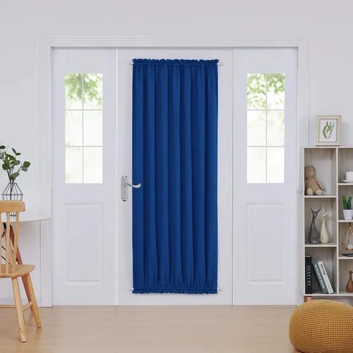 Vista 81 de Deconovo Cortinas opacas para puerta, bolsillo para cortinero y cortinas de bloqueo con aislamiento térmico para dormitorio, 137.16 x 189.2 cm, azul