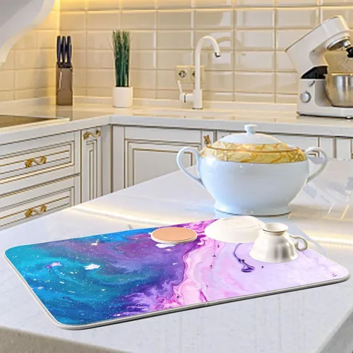 Vista 6 de Tapete de secado de platos súper absorbente, tapete de microfibra de secado rápido, 16 x 18 pulgadas, almohadilla de secado de platos de cocina