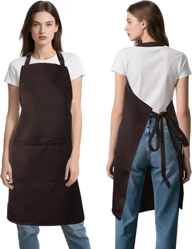 Vista 12 de Delantal de cocina para mujeres y hombres con bolsillos, delantales de arte de chef para cocinar, pintura, cerámica, cerámica