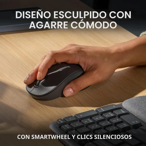 Vista 5 de Logitech Wave Keys MK670 Wireless Ergonomic Keyboard Mouse Combo - Graphite Grafito