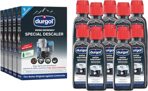 Vista 2 de Durgol Swiss Espresso, descalcificador y descalcificador, 4.2 onzas líquidas (paquete de 10) sistema de leche y limpiador de espumador, espumadores