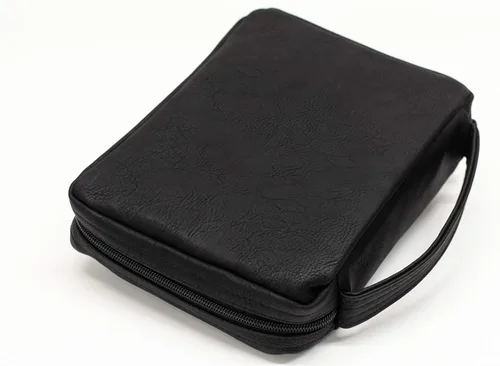 Vista 3 de Dicksons Cruz negra suave en relieve con bolsillo frontal, cubierta de piel con asa para la Biblia, tamaño pequeño
