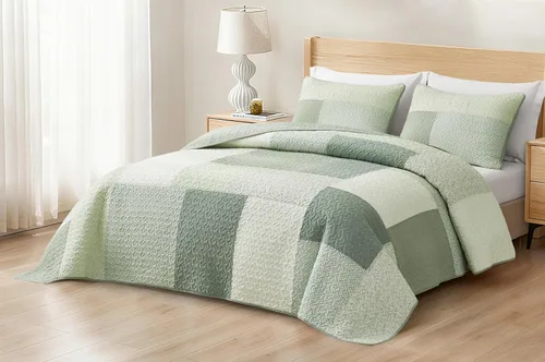 Vista 16 de Chezmoi Collection Caleb - Juego de edredón de 2 piezas con diseño floral a cuadros en gris apagado, blanco y marfil, rectangular, prelavado