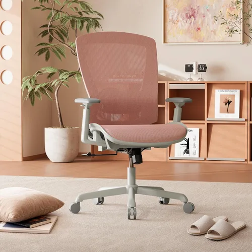 Vista 18 de ELABEST Silla de oficina de malla, silla de escritorio ergonómica para computadora, silla de tarea resistente - Soporte lumbar y reposabrazos