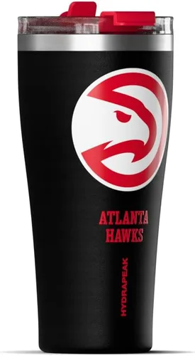 Vista 3 de Hydrapeak Atlanta Hawks - Botella de agua de acero inoxidable aislada al vacío de 30 onzas con licencia oficial de la NBA, con tapa con popote, a
