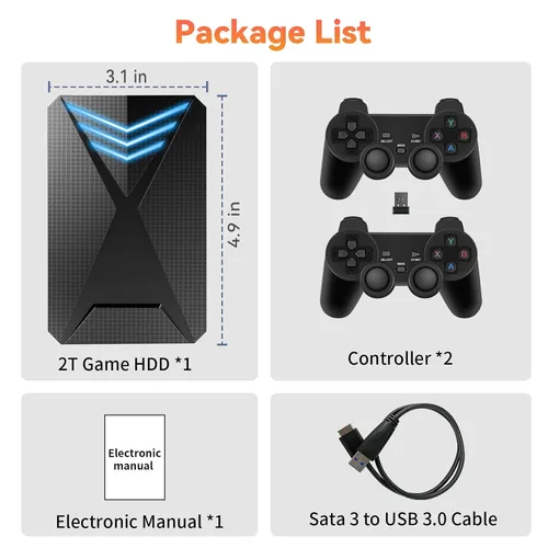Vista 8 de 2T Retro Game Console HDD with 4280 Top Video Games, Hyper Base Lbox with 18 Emulator Console, Plug and Play for Win 8.11011, Portable Game Hard