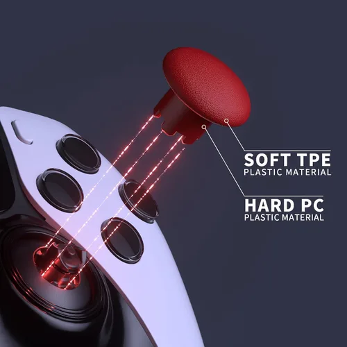 Vista 5 de eXtremeRate Carmine Red - Palancas intercambiables de repuesto para controlador de borde PS5, tapas de joystick analógico intercambiables