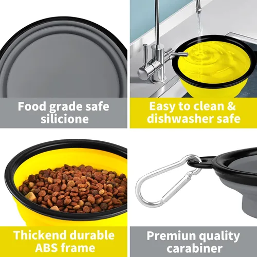 Vista 42 de COOYOO Cuenco plegable para perros, paquete de 2 cuencos plegables para agua para perros y gatos, plato portátil para alimentación de mascotas