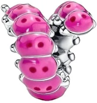 Vista 2 de Lindo colgante de plata de ley 925 con dije de oruga rizada, cuentas de joyería, regalos para mujer, pulsera y collar