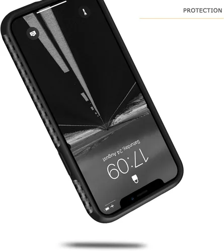 Vista 6 de Tasikar Compatible con iPhone 11, diseño de cuero de fibra de carbono con parachoques de TPU Premium Hybrid Case (negro)