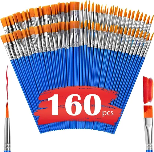 Vista 13 de AROIC Pinceles de Pintura Pequeños al Por Mayor, 110 Piezas de Pinceles de Pelo de Nailon Negro con Juego de Pinceles de Pintura Acrílica de Punta