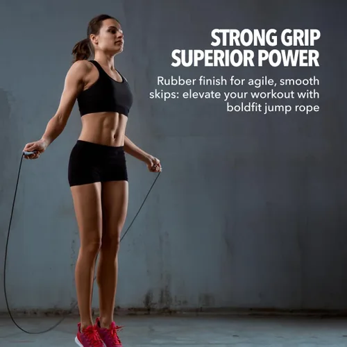 Vista 6 de Boldfit Cuerda de saltar para hombres y mujeres con cuerda de salto de velocidad de altura ajustable para ejercicio, gimnasio, deportes fitness