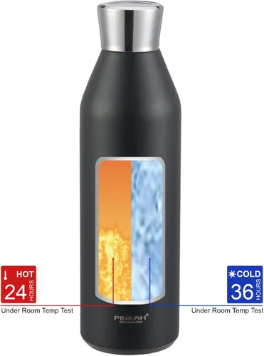 Vista 5 de Botella de agua de acero inoxidable aislada de 20 onzas, botellas de agua reutilizables, botella de agua con forma de cola de doble pared
