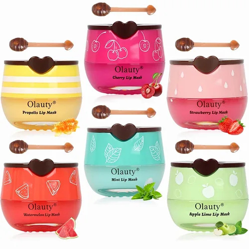 Vista 15 de 2 piezas de mascarilla labial de miel de abeja, mascarilla labial de miel y fresa, bálsamo labial de propóleo hidratante con palo - Exfoliante