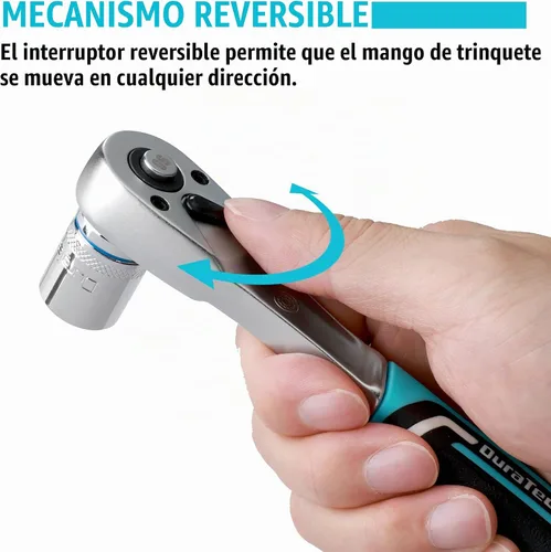 Vista 5 de DURATECH Trinquete de 1/4 de pulgada, llave de trinquete de liberación rápida de 90 dientes con mango de inyección de cojín, llave ergonómica