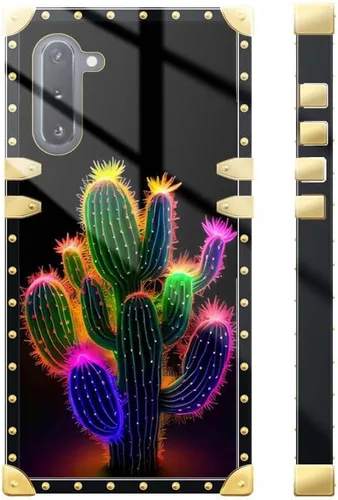 Vista 3 de DAIZAG Funda compatible con Samsung Galaxy Note 10, diseño colorido de cactus dorado, funda protectora de TPU suave antiarañazos