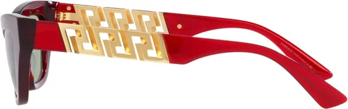 Vista 2 de Versace Woman Sunglasses Transparent Red Frame, Green Lenses, 52MM