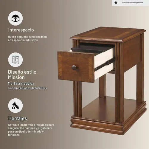 Vista 8 de Signature Design by Ashley Breegin - Mesa auxiliar tradicional de madera, color marrón