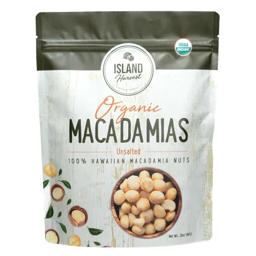 Vista 8 de Island Harvest Nueces de macadamia orgánicas sin sal - Nueces de macadamia 100% hawaianas sin sal son aptas para dieta cetogénica, totalmente