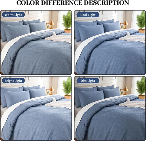 Vista 397 de NEXHOME PRO Funda de edredón Twin XL 100% algodón lavado, transpirable, duradera, texturizada, similar al lino, juego de ropa de cama para el hogar