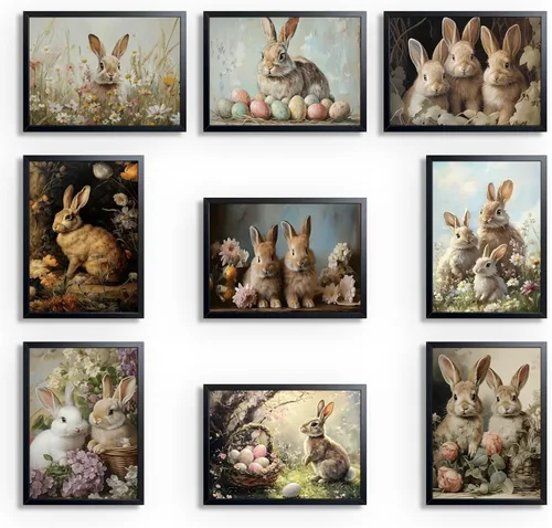 Vista 14 de ARKZSHO Juego de 9 impresiones en lienzo para pared de Halloween, pintura oscura de academia, pintura estética gótica espeluznante para galería