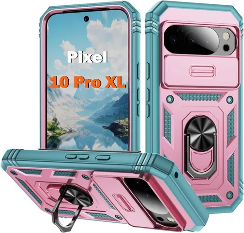 Vista 142 de PASNEW Funda militar para iPhone 13 Pro Max, cubierta de cámara deslizante y soporte de anillo de metal de 360°, carcasa rígida multicapa resistente