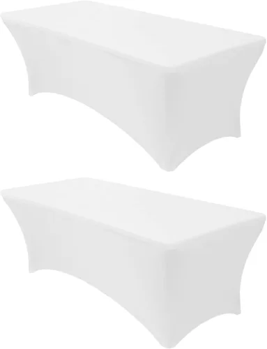Vista 17 de Banquet Tables Pro Mantel rectangular plegable de elastano de 6 pies de largo, elástico, ajustado, para mesas de patio plegables de 30 pulgadas