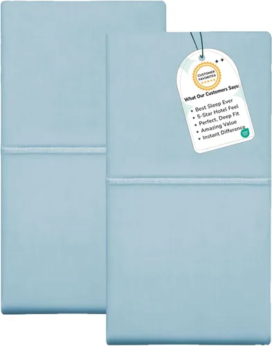 Vista 31 de Feather & Stitch - Juego de 2 fundas de almohada estándar de 100 % algodón, 500 hilos, fundas de almohada suaves con cierre tipo sobre, suaves