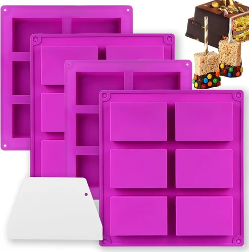 Vista 7 de Paquete de 3 moldes de barra de granola de silicona de 8 cavidades, molde rectangular de barra de proteínas de silicona para hornear barra
