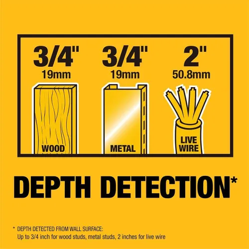 Vista 6 de DEWALT Detector de montantes, 3/4", localiza montantes de estructura de manera eficiente con flechas LED, ideal para madera y metal, pilas AAA