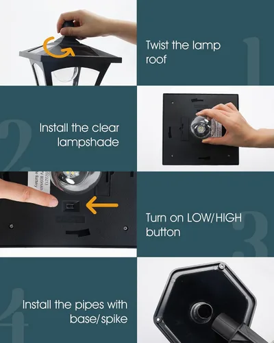 Vista 7 de Lámpara solar de 70 pulgadas para poste de luz exterior impermeable IP65, postes de lámpara solar iluminación al aire libre, luces LED exteriores