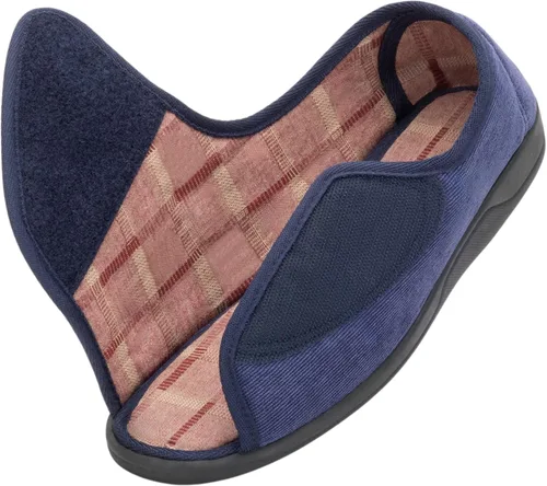 Vista 6 de Pantuflas para diabéticos con punta abierta para hombres, extra anchas, espuma viscoelástica, puntera abierta, antideslizantes, para personas