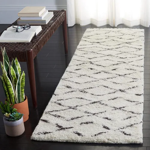 Vista 6 de SAFAVIEH Casablanca Collection - Alfombra de área de 9 x 12 pies, marfil y marrón, hecha a mano de lana marroquí boho neozelandesa, 1 pulgada