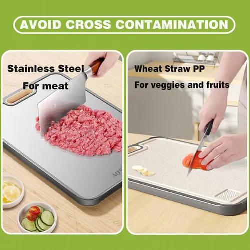 Vista 3 de [Usado] Tablas de cortar para cocina Tabla de cortar de acero inoxidable tablas de cortar de acero para cocina de doble cara de acero