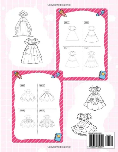 Vista 2 de How to Draw Dresses Learn to Draw Lovely Dress, Outfits, and Fashion for Teens Kids Girls Women, An Easy to Follow Drawing Guide Book with Many Cute