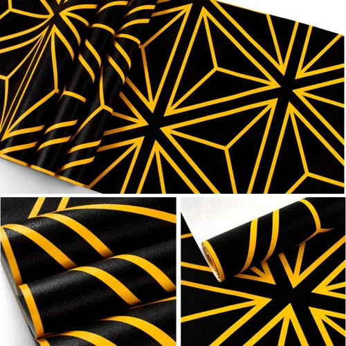 Vista 3 de DAWEI Patrón geométrico de moda 3D reflectante triángulo de PVC intermitente papel pintado barra de karaoke caja temática fondo pared 1.73 pies
