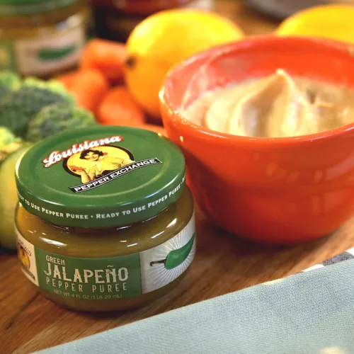 Vista 4 de Louisiana Pepper Exchange Salsa de puré de pimienta y jalapeño verde, condimento picante picante, a base de plantas, sin gluten, reemplaza a