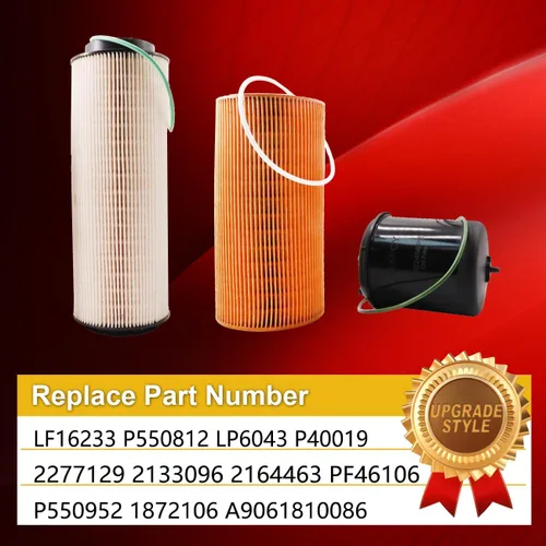 Vista 2 de 1852006 Filtro separador de agua de combustible 1922496 Filtro de aceite 1948921 Filtro de aceite compatible con MX11 MX13 EPA13 Motor Peterbilt DAF