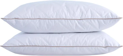 Vista 13 de puredown Almohadas de plumas de ganso y plumón, almohadas de lujo premium con funda 100% algodón, paquete de 2, tamaño estándar, 20 x 26 pulgadas
