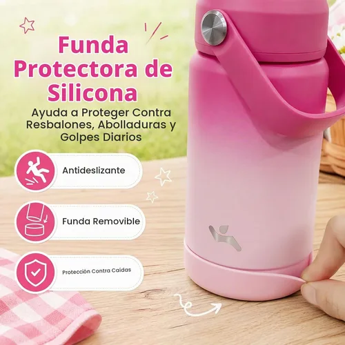 Vista 7 de Konokyo - Botella de agua deportiva aislada de acero inoxidable de 18 onzas con tapa con popote Black; BPA-free, leak-proof sports bottle with