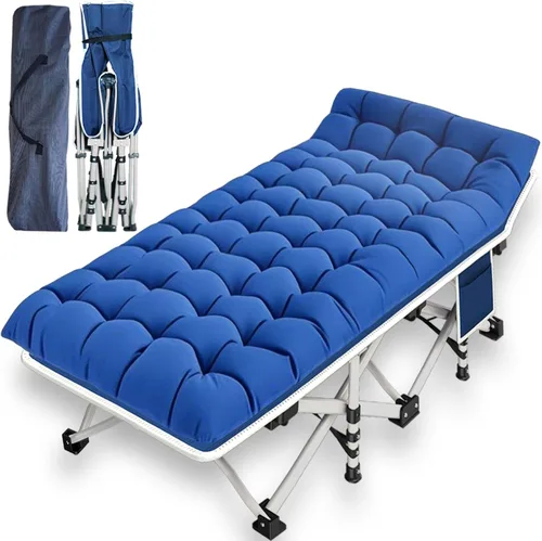 Vista 13 de Cuna de Camping con Colchón Cómodo Camas para Dormir Fácil de Montar Cama de Camping Resistente Cama Plegable Cama de Huésped con Bolsa de Transporte