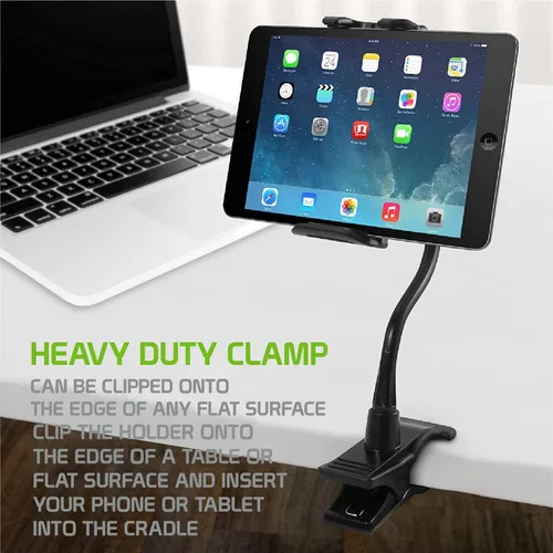 Vista 3 de Soporte flexible de cuello de cisne para teléfono celular y soporte para tableta con abrazadera. Soporte de clip para dormitorio, escritorio
