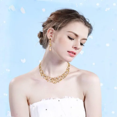 Vista 3 de Molie Youfir - Juego de joyas de cristal austriaco con diamantes de imitación de boda para mujer