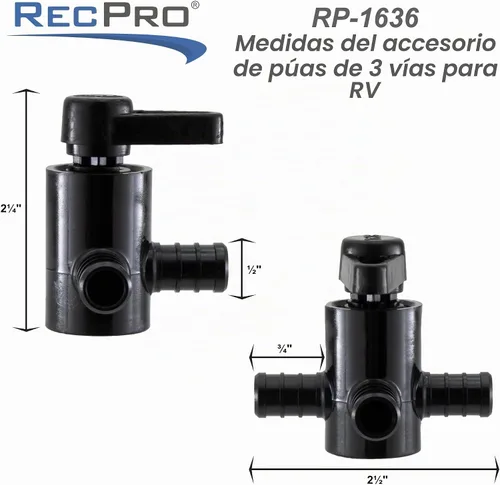 Vista 6 de RecPro RV Válvula de derivación del calentador de agua de tres vías de 1/2" Apagado