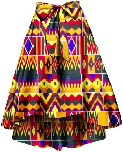 Vista 5 de Falda de verano con estampado africano para mujer, vestido tradicional Ankara Dashiki Brautiful 1