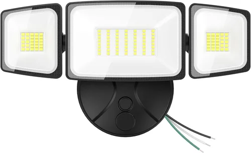 Vista 10 de Onforu Luces de inundación de 75 W para exteriores, luces de seguridad de 7000 lm de brillo, controladas por interruptor, con 3 cabezales