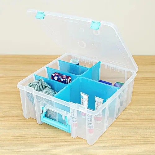 Vista 5 de ArtBin Super Satchel Caja de Compartimento Doble Profundo - Almacenamiento de Arte con 8 Compartimentos Extraíbles, Cierre Inteligente para Aqua